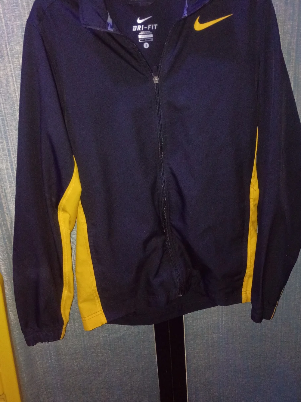 Nike Navy and Yellow Full-Zip Athletic Jacket